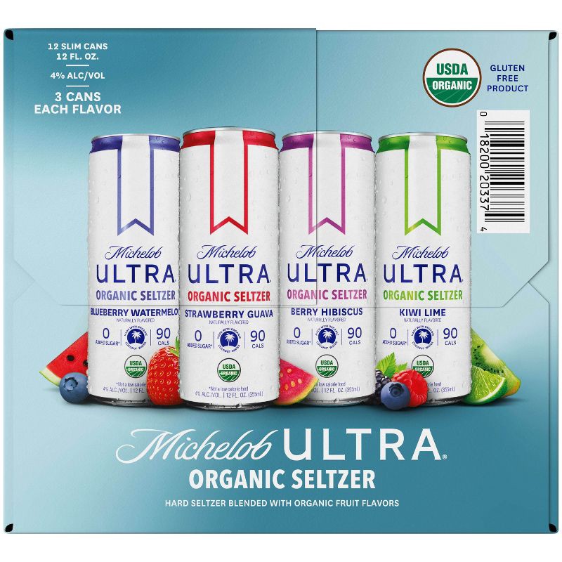 slide 3 of 10, Michelob Ultra Organic Seltzer Variety Pack #3 - 12pk/12 fl oz Cans, 3 x 12 ct, 12 fl oz