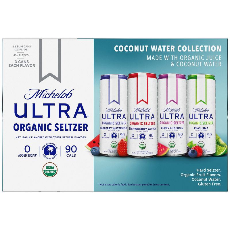 slide 4 of 10, Michelob Ultra Organic Seltzer Variety Pack #3 - 12pk/12 fl oz Cans, 3 x 12 ct, 12 fl oz