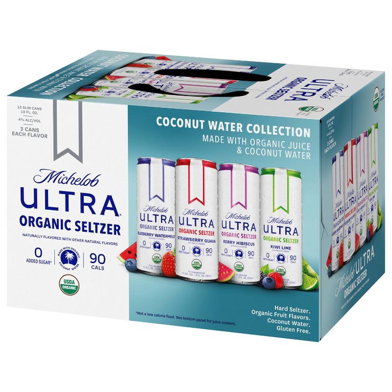 slide 5 of 10, Michelob Ultra Organic Seltzer Variety Pack #3 - 12pk/12 fl oz Cans, 3 x 12 ct, 12 fl oz
