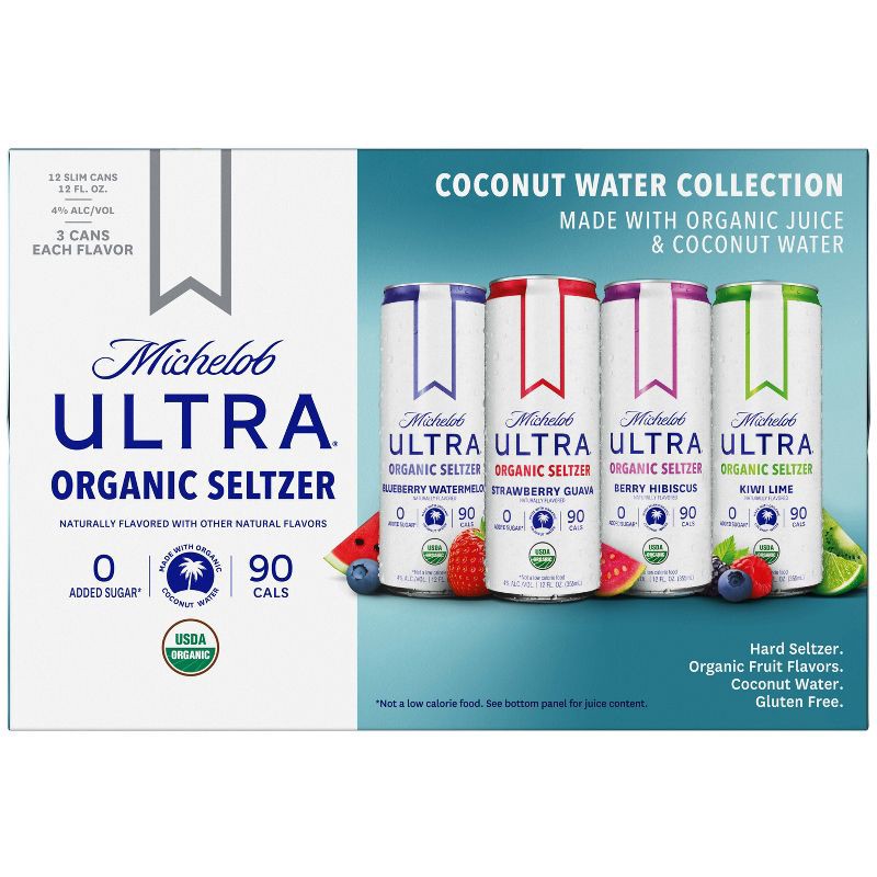 slide 6 of 10, Michelob Ultra Organic Seltzer Variety Pack #3 - 12pk/12 fl oz Cans, 3 x 12 ct, 12 fl oz