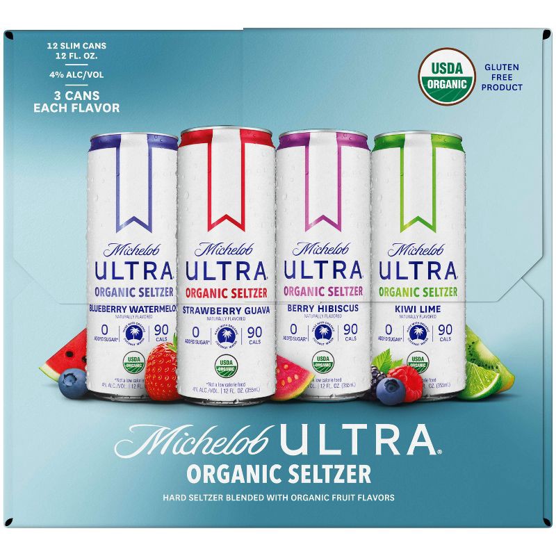 slide 7 of 10, Michelob Ultra Organic Seltzer Variety Pack #3 - 12pk/12 fl oz Cans, 3 x 12 ct, 12 fl oz