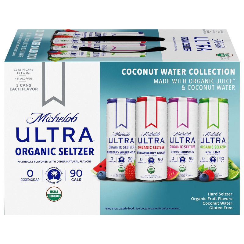 slide 9 of 10, Michelob Ultra Organic Seltzer Variety Pack #3 - 12pk/12 fl oz Cans, 3 x 12 ct, 12 fl oz