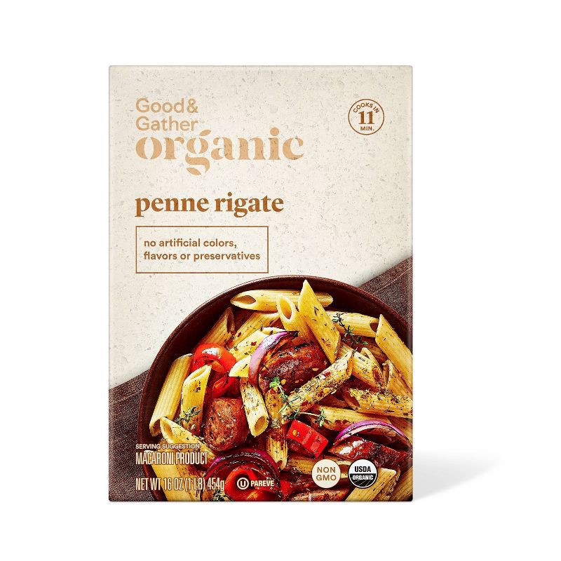 slide 1 of 4, Organic Penne Rigate - 16oz - Good & Gather™, 16 oz