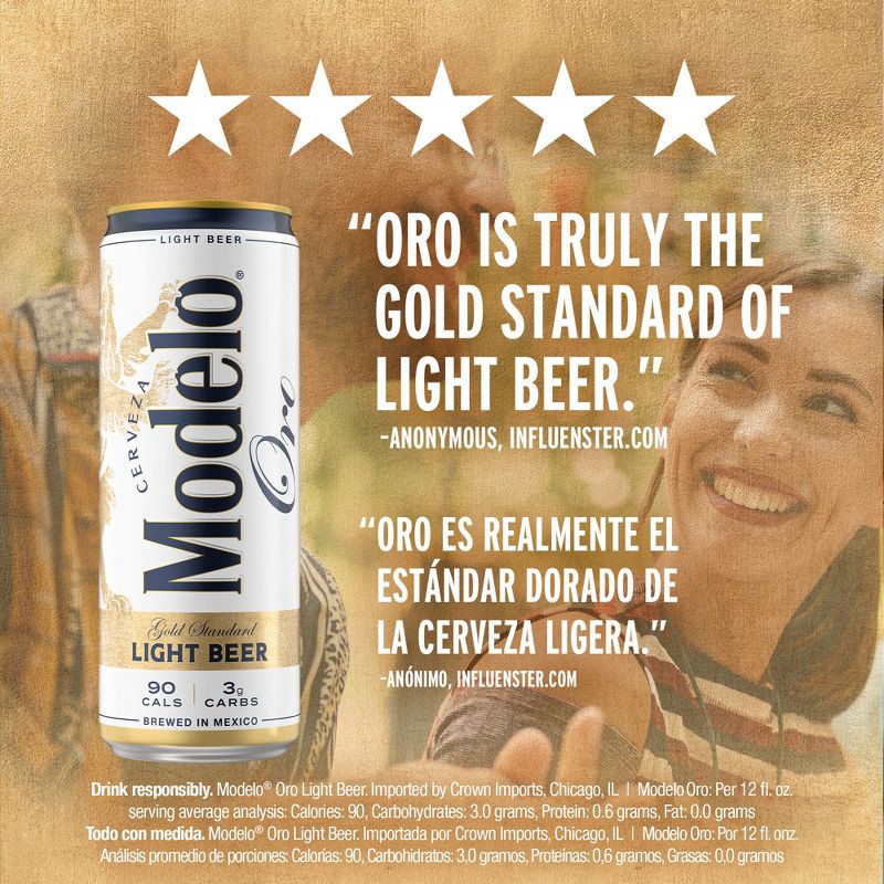 slide 6 of 8, Modelo Especial Modelo Oro Lager Light Beer - 12pk/12 fl oz Cans, 12 ct; 12 fl oz