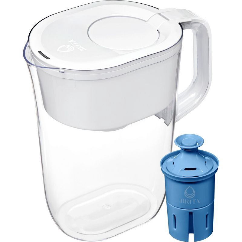 slide 1 of 13, Brita Water Filter 10-Cup Tahoe Water Pitcher Dispenser with Elite Water Filter - White: Easy-Fill Lid, Electronic Indicator, 1 ct