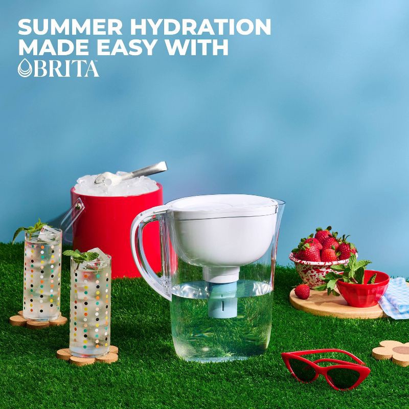 slide 10 of 13, Brita Water Filter 10-Cup Tahoe Water Pitcher Dispenser with Elite Water Filter - White: Easy-Fill Lid, Electronic Indicator, 1 ct