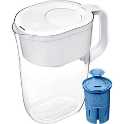 Brita Water Filter 10-Cup Tahoe Water Pitcher Dispenser with Elite Water Filter - White: Easy-Fill Lid, Electronic Indicator