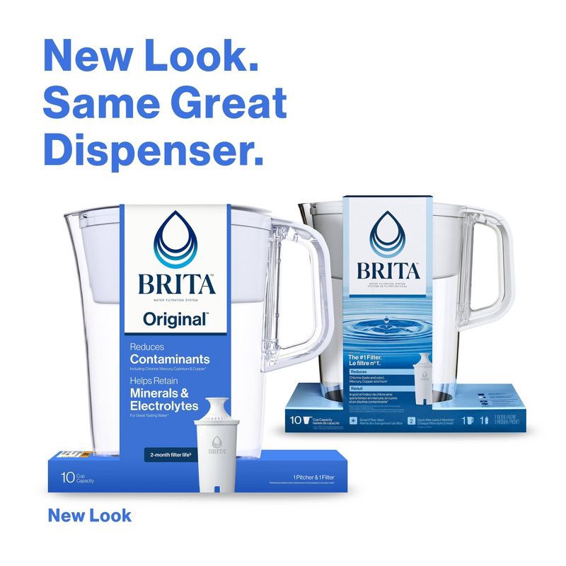 slide 3 of 14, Brita Water Filter 10-Cup Tahoe Water Pitcher Dispenser - White: Easy-Fill Lid, Electronic Indicator, 1 ct