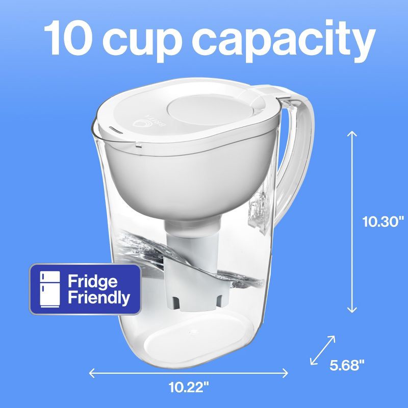slide 12 of 14, Brita Water Filter 10-Cup Tahoe Water Pitcher Dispenser - White: Easy-Fill Lid, Electronic Indicator, 1 ct