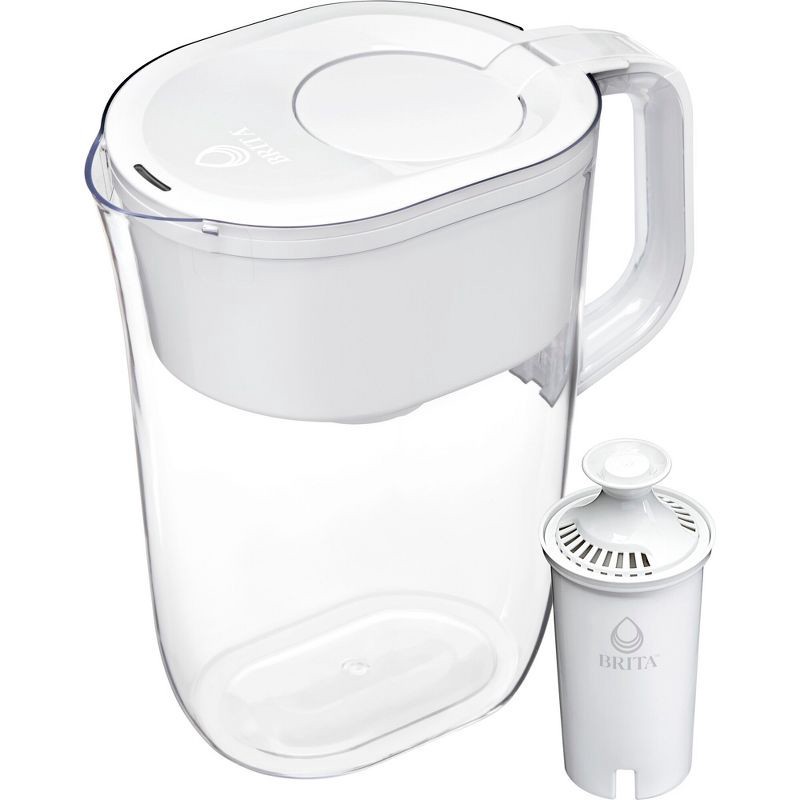 slide 1 of 14, Brita Water Filter 10-Cup Tahoe Water Pitcher Dispenser - White: Easy-Fill Lid, Electronic Indicator, 1 ct