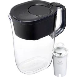 Brita Water Filter 10-Cup Tahoe Water Pitcher Dispenser - Black: Easy-Fill Lid, Electronic Indicator