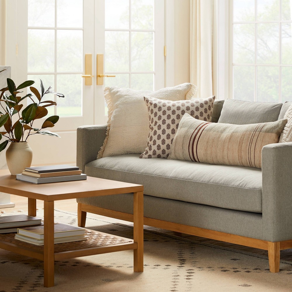 slide 2 of 4, Threshold designed w/Studio McGee Oversized Space Dyed Striped Lumbar Throw Pillow Neutral/Gray - Threshold designed with Studio McGee, 1 ct