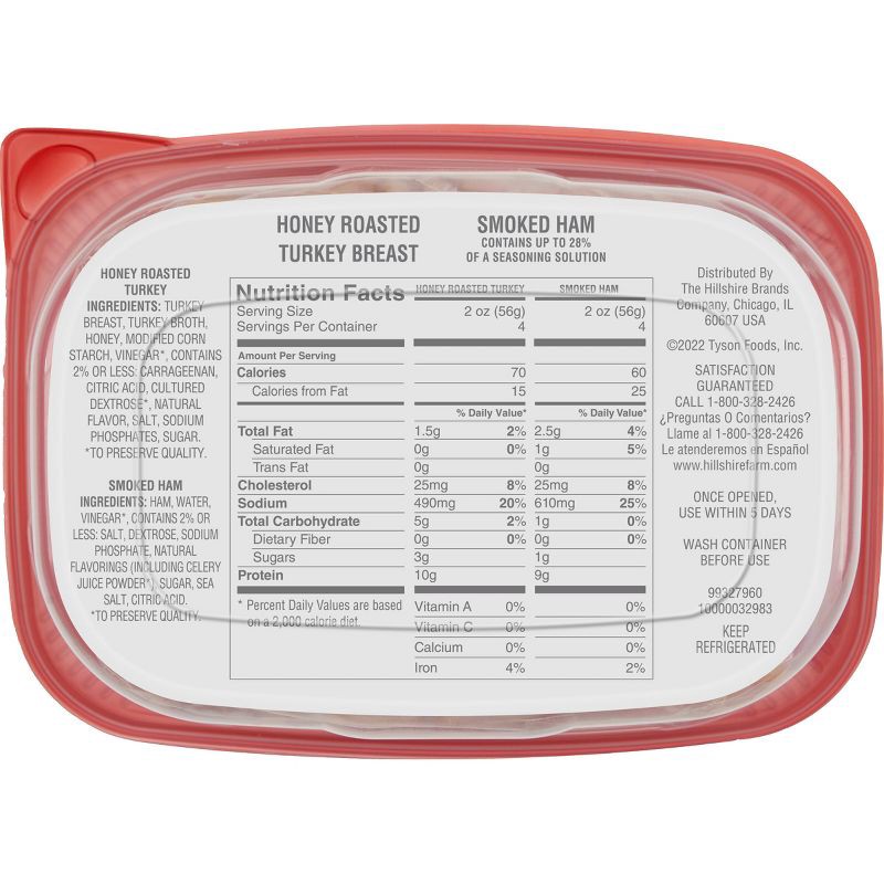 slide 8 of 10, Hillshire Farm Ultra Thin Honey Roasted Turkey Breast & Smoked Ham Variety Pack - 16oz, 16 oz