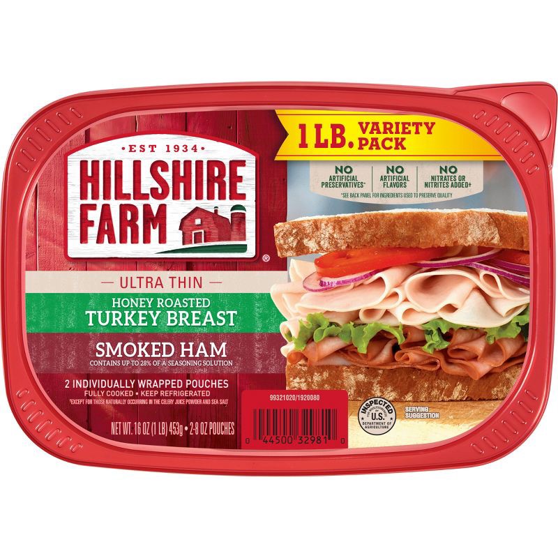 slide 1 of 9, Hillshire Farm Ultra Thin Honey Roasted Turkey Breast & Smoked Ham Variety Pack - 16oz, 16 oz