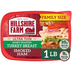Hillshire Farm Ultra Thin Honey Roasted Turkey Breast & Smoked Ham Variety Pack - 16oz