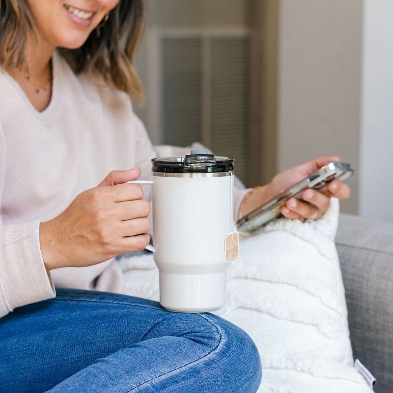 slide 4 of 8, Reduce 18oz Hot1 Insulated Stainless Steel Travel Mug with Steam Release Lid - Linen: BPA-Free, Dishwasher-Safe, Vacuum-Insulated, 18 oz