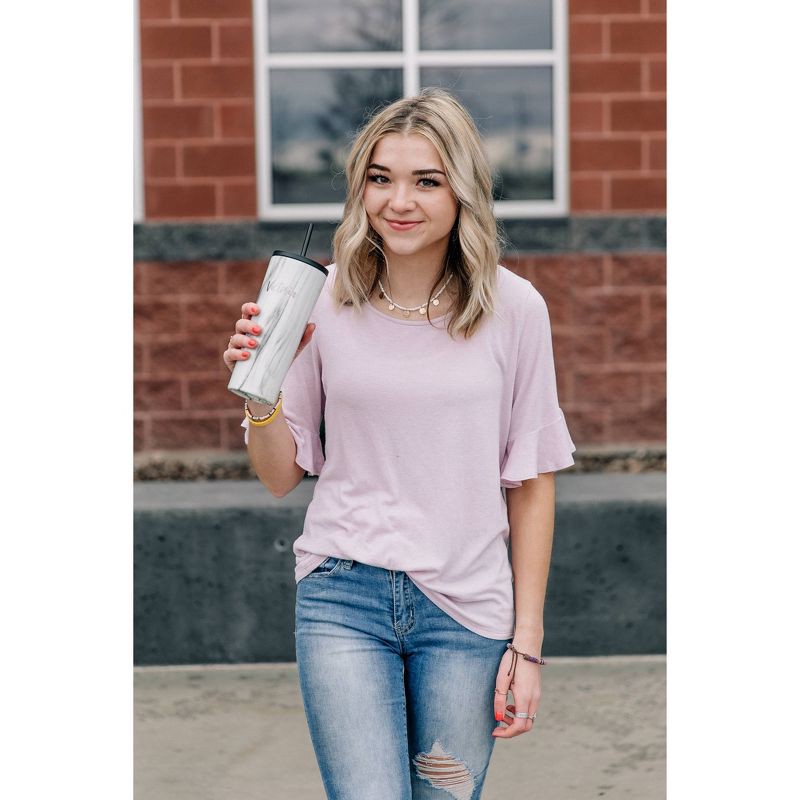 slide 3 of 4, Simple Modern 24oz Classic Tumbler with Straw 2 Tone - Winter White: Insulated Stainless Steel Cup, Dishwasher-Safe, 24 oz