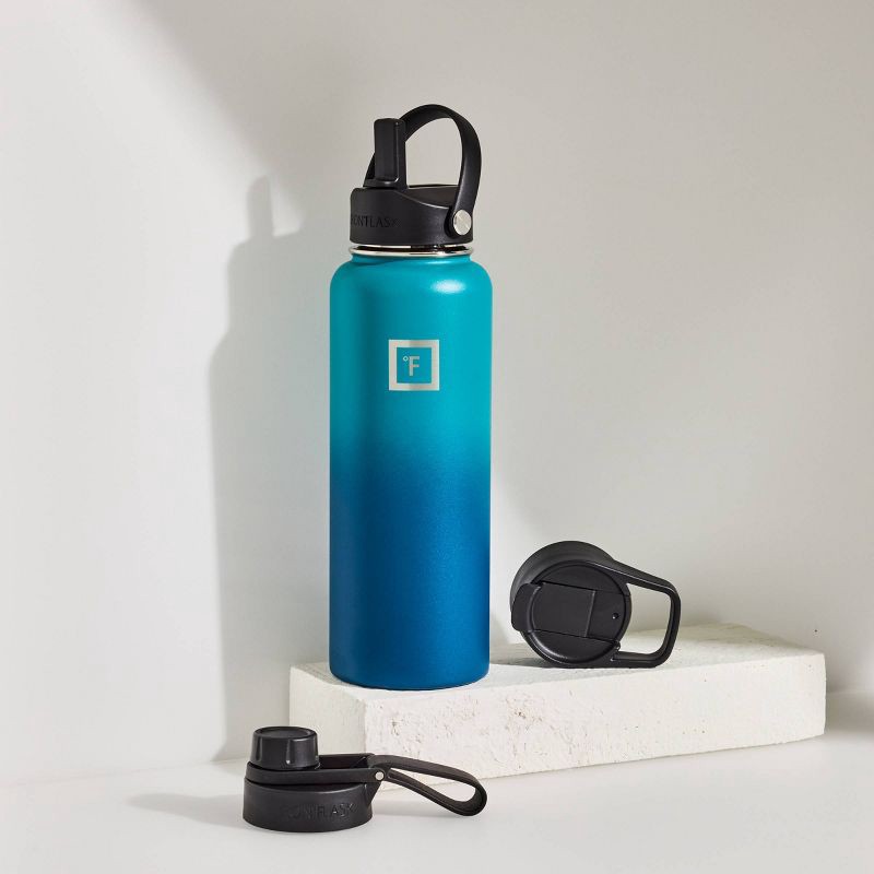 slide 2 of 8, IRON FLASK 40oz Wide Mouth Sports Water Bottle - 3 Lids, Leak Proof, Double Walled Vacuum Insulated - Dark Night: Stainless Steel, Reusable, 40 oz