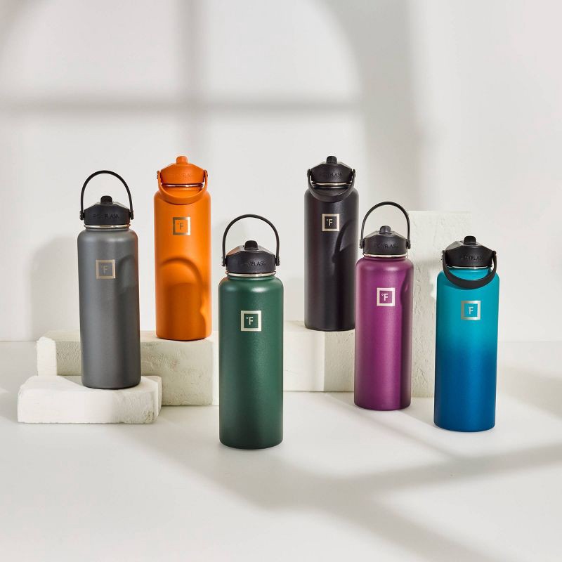 slide 3 of 8, IRON FLASK 40oz Wide Mouth Sports Water Bottle - 3 Lids, Leak Proof, Double Walled Vacuum Insulated - Dark Night: Stainless Steel, Reusable, 40 oz