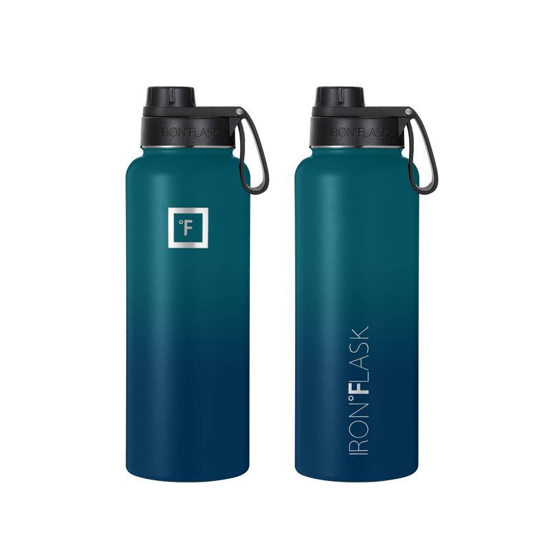 slide 5 of 8, IRON FLASK 40oz Wide Mouth Sports Water Bottle - 3 Lids, Leak Proof, Double Walled Vacuum Insulated - Dark Night: Stainless Steel, Reusable, 40 oz