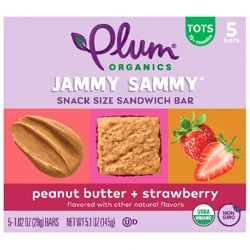 Plum Organics Jammy Sammy Snack Size Sandwich Bar Peanut Butter + Strawberry 5-Count Box/1.02oz Bars