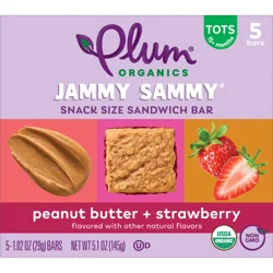 Plum Organics Jammy Sammy Snack Size Sandwich Bar Peanut Butter + Strawberry 5-Count Box/1.02oz Bars
