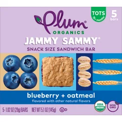 Plum Organics Jammy Sammy Snack Size Sandwich Bar Blueberry + Oatmeal 5-Count Box/1.02oz Bars