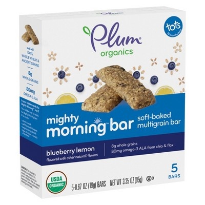 slide 1 of 4, Plum Organics Blueberry Lemon Mighty Morning Bars, 5 ct; 0.67 oz