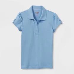 Girls' Short Sleeve Interlock Uniform Polo Shirt - Cat & Jack™ Light Blue M: School Apparel,