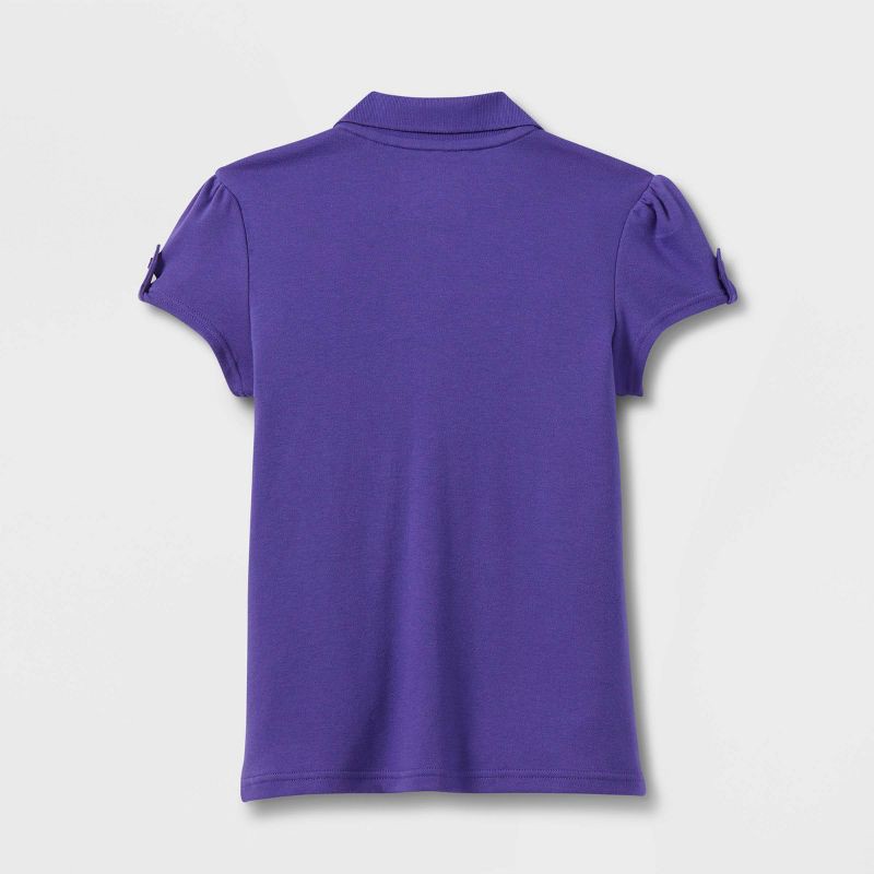 slide 2 of 3, Girls' Short Sleeve Interlock Uniform Polo Shirt - Cat & Jack™ Purple XXL Plus: Cotton Blend, School Apparel, Machine Washable, 1 ct