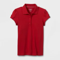 Girls&#x27; Short Sleeve Interlock Uniform Polo Shirt - Cat &amp; Jack™ Red M: School Apparel,