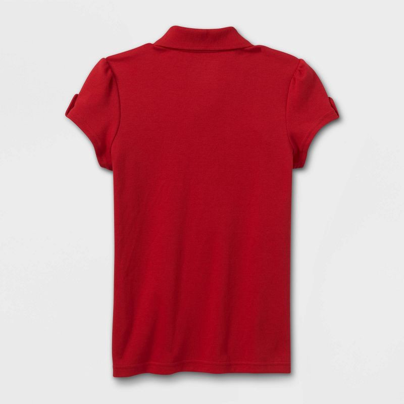 slide 2 of 3, Girls' Short Sleeve Interlock Uniform Polo Shirt - Cat & Jack™ Red L: School Apparel, Kids Pullover, 1 ct