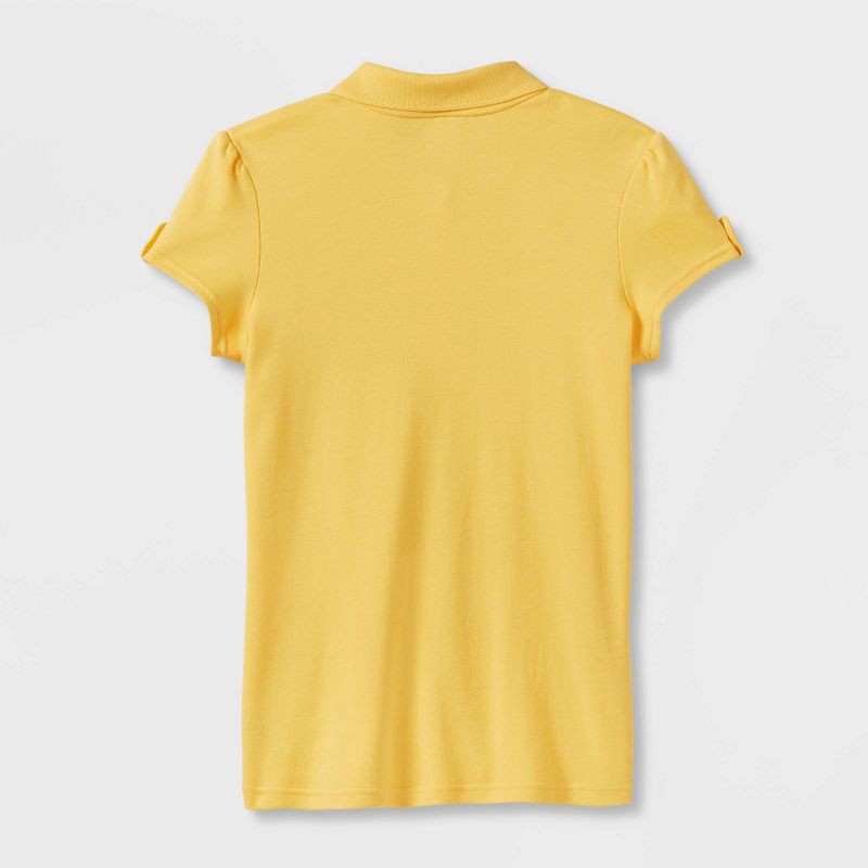 slide 2 of 3, Girls' Short Sleeve Interlock Uniform Polo Shirt - Cat & Jack™ Yellow L, 1 ct