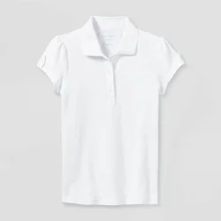 Girls' Short Sleeve Interlock Uniform Polo Shirt - Cat & Jack™ White S