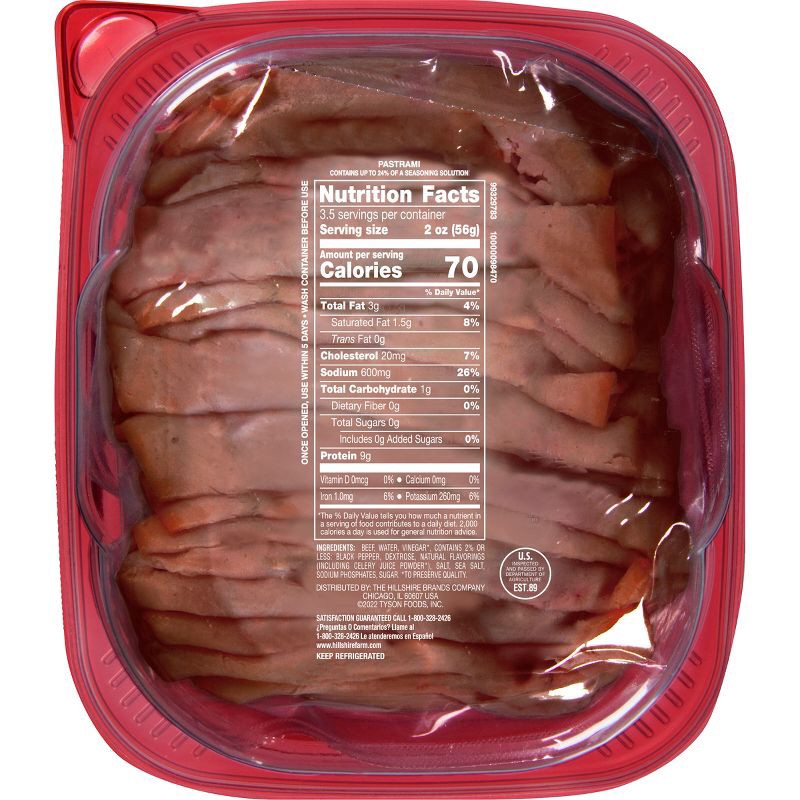 slide 6 of 8, Hillshire Farm Thin Sliced Pastrami Beef - 7oz, 7 oz