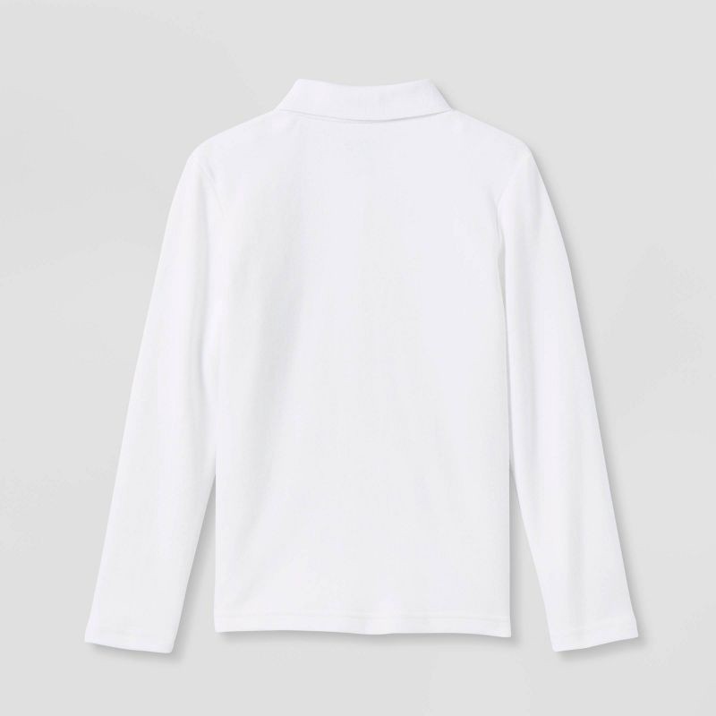 slide 2 of 3, Girls' Long Sleeve Interlock Uniform Polo Shirt - Cat & Jack™ White L, 1 ct