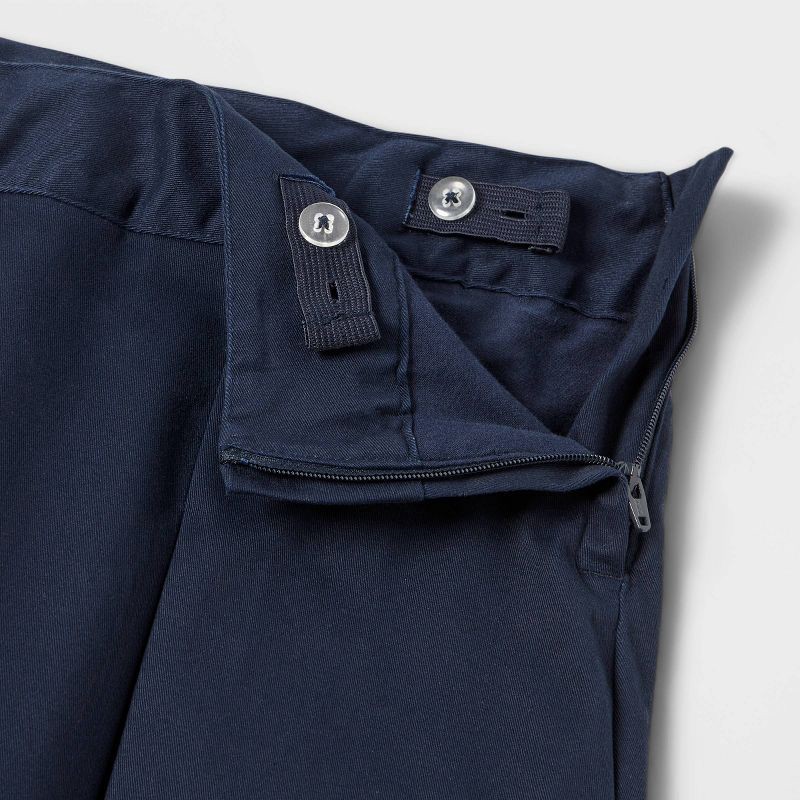 slide 3 of 3, Girls' Pleated Twill Uniform Skort - Cat & Jack™ Blue 4: Adjustable Waistband, Mid Rise, Heavyweight, 1 ct