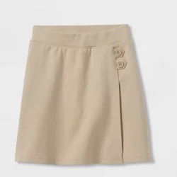 Girls' Pull-On Uniform Knit Skort - Cat & Jack™ Khaki S: School Apparel, Heavyweight,