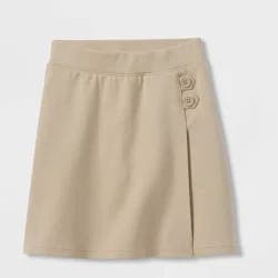 Girls' Pull-On Uniform Knit Skort - Cat & Jack™ Khaki S: School Apparel, Heavyweight,