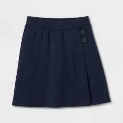 Girls' Pull-On Uniform Knit Skort - Cat & Jack™ Navy M: School Apparel, Medium, Cotton Blend, At Knee Length