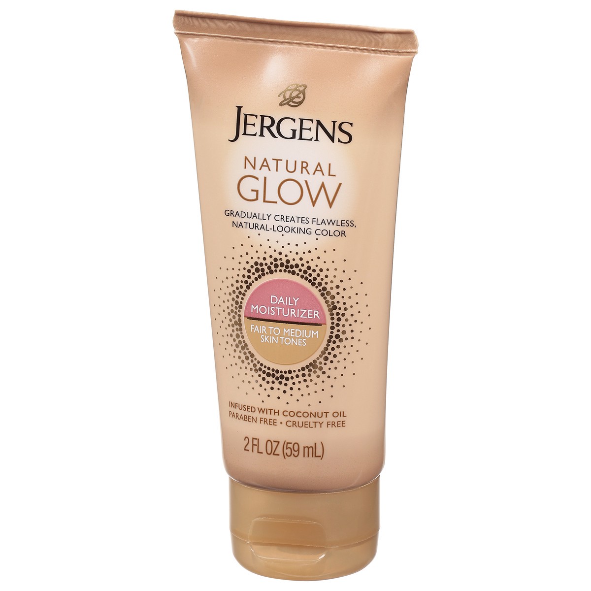 slide 5 of 9, Jergens Natural Glow Sunless Tanning Lotion, Self Tanner, Fair to Medium Skin Tone, Daily Moisturizer, 2 Ounce, featuring Antioxidants and Vitamin E, 2 fl oz