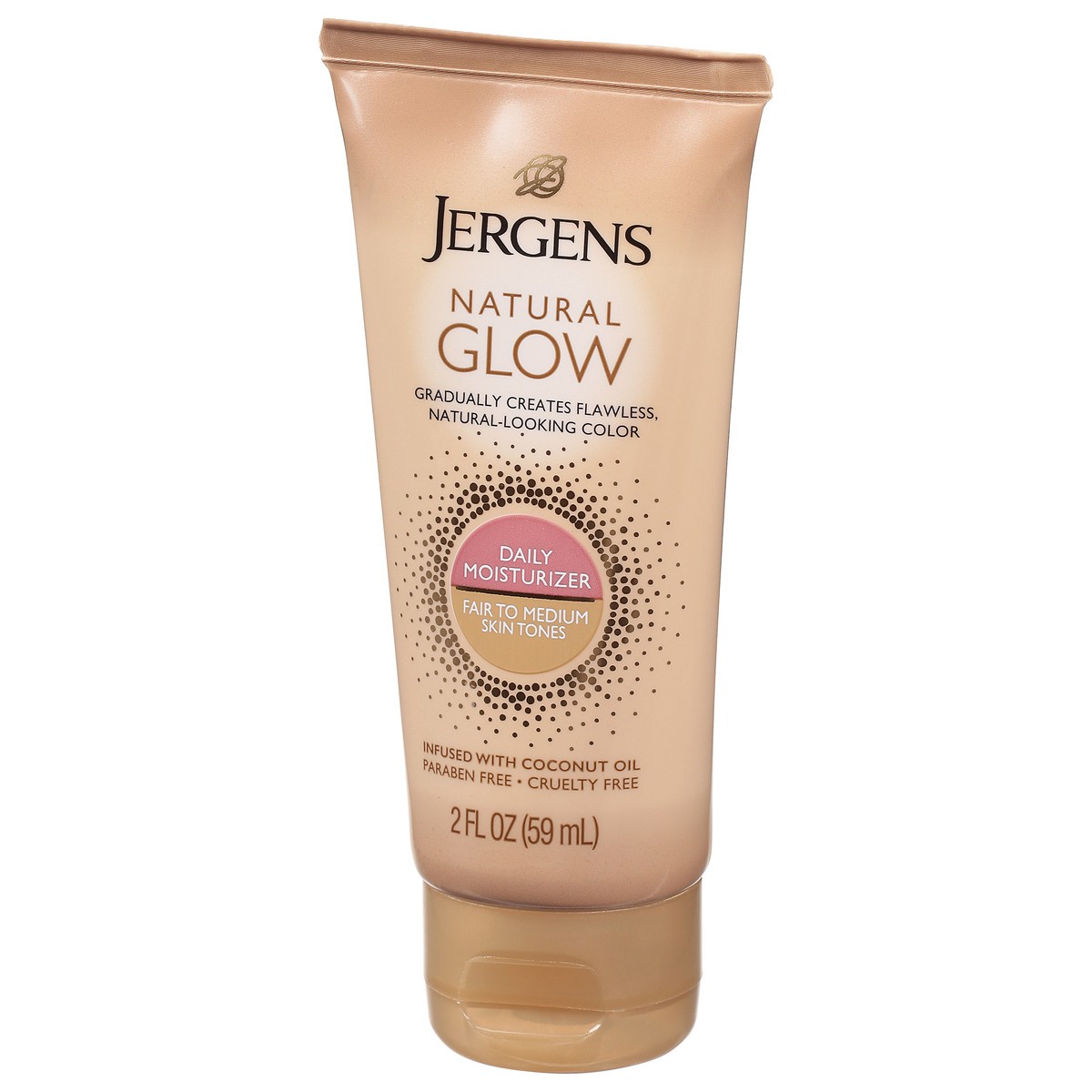 slide 9 of 9, Jergens Natural Glow Sunless Tanning Lotion, Self Tanner, Fair to Medium Skin Tone, Daily Moisturizer, featuring Antioxidants and Vitamin E, 2 Oz, 2 fl oz