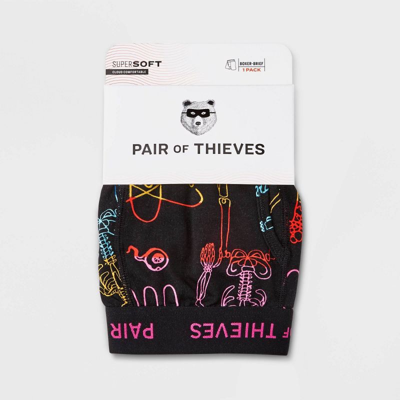 slide 2 of 4, Pair of Thieves Men's Science Print Super Soft Boxer Briefs - Black/Science M: Comfortable, Mid Rise, Cotton Blend, 1 ct