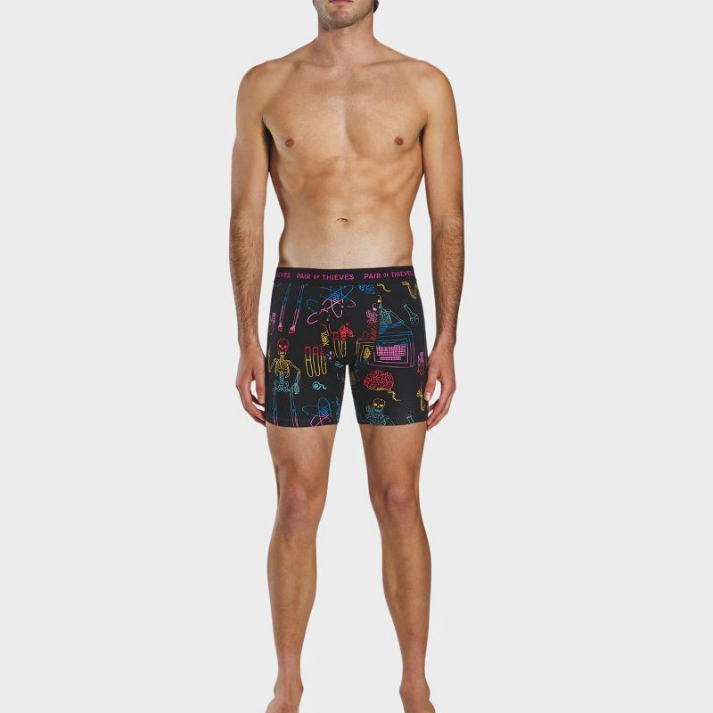 slide 3 of 4, Pair of Thieves Men's Science Print Super Soft Boxer Briefs - Black/Science L: Comfortable, Lightweight, Mid Rise, Cotton Blend, 1 ct