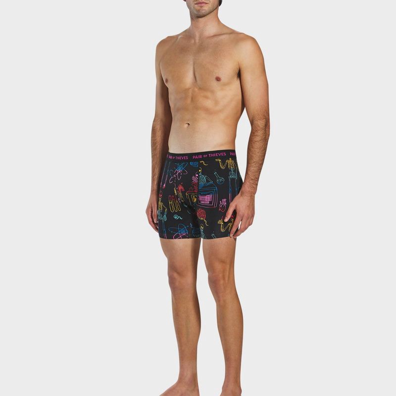 slide 4 of 4, Pair of Thieves Men's Science Print Super Soft Boxer Briefs - Black/Science L: Comfortable, Lightweight, Mid Rise, Cotton Blend, 1 ct