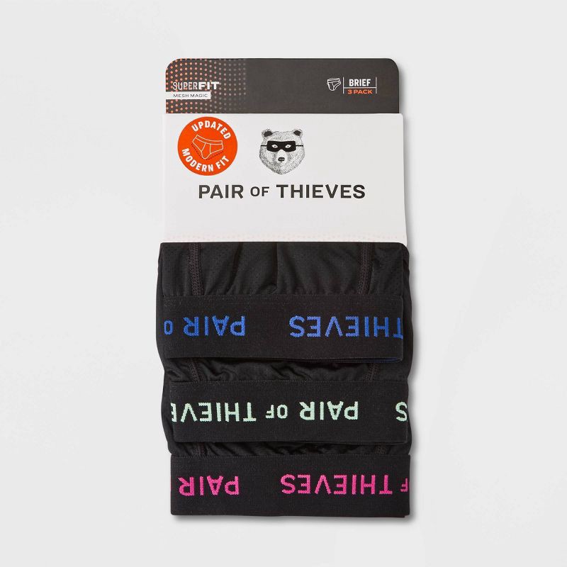 Pair Of Thieves Men's 3pk Super Fit Briefs - Solid Black : Target
