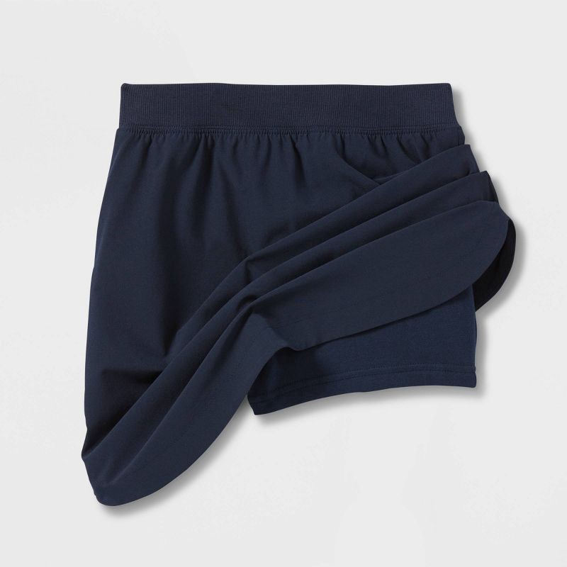 slide 2 of 3, Girls' Woven Performance Uniform Skort - Cat & Jack™ Blue S: Recycled Polyester, Spandex, Built-in Shorts, Elastic Waistband, 1 ct