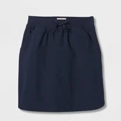 Girls' Woven Performance Uniform Skort - Cat & Jack™ Blue XL: Recycled Polyester, Spandex, Built-in Shorts, Elastic Waistband