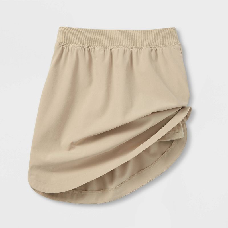 slide 2 of 3, Girls' Woven Performance Uniform Skort - Cat & Jack™ Khaki S: Recycled Polyester, Built-in Shorts, 1 ct