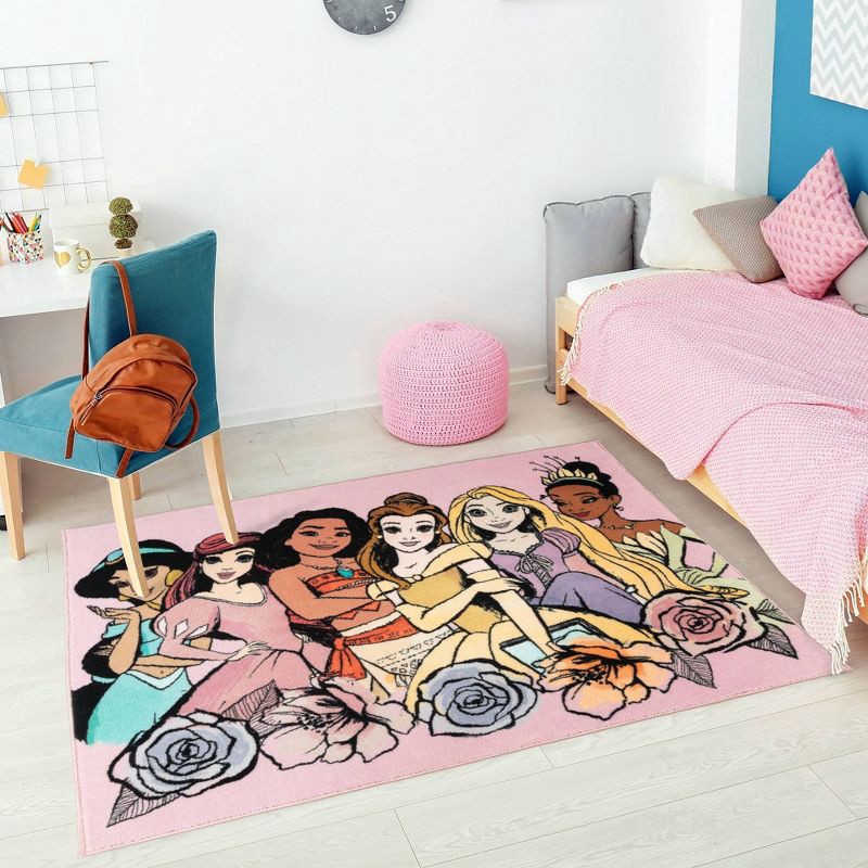 slide 4 of 5, Disney Princess 40" x 54" Princess Elevated Rug, 1 ct